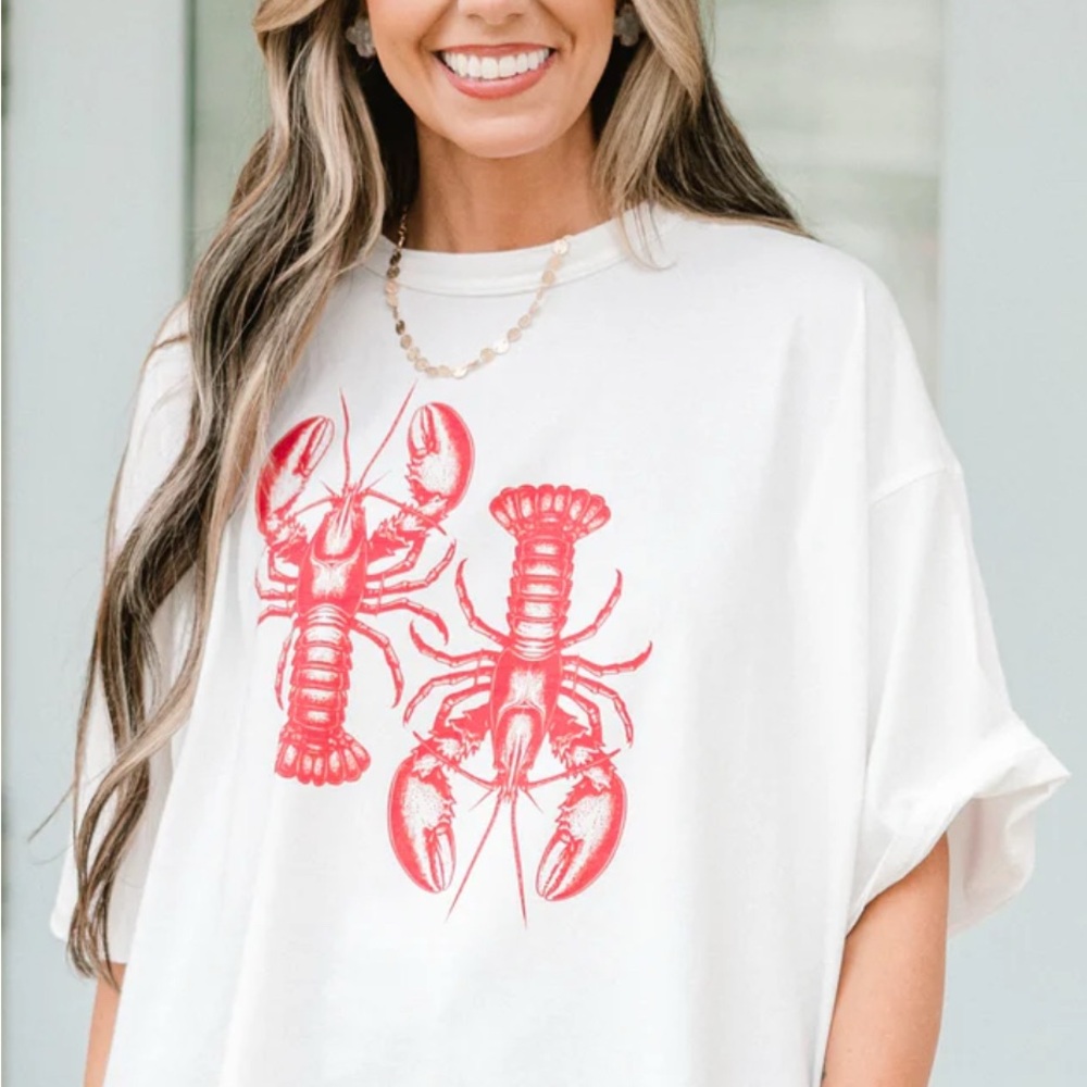 Chic Soul White Lobster vintage Oversized Tee NWOT out of stock online size 3XL - Picture 2 of 7